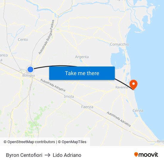 Byron Centofiori to Lido Adriano map