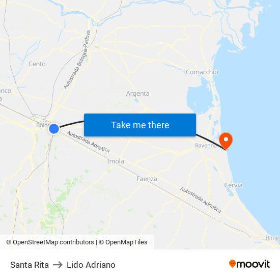 Santa Rita to Lido Adriano map