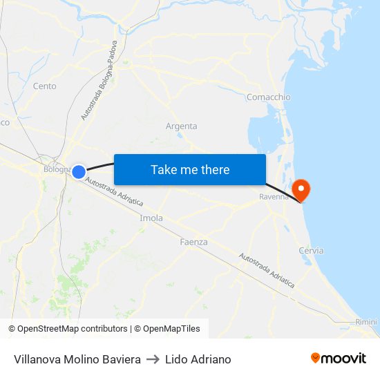 Villanova Molino Baviera to Lido Adriano map