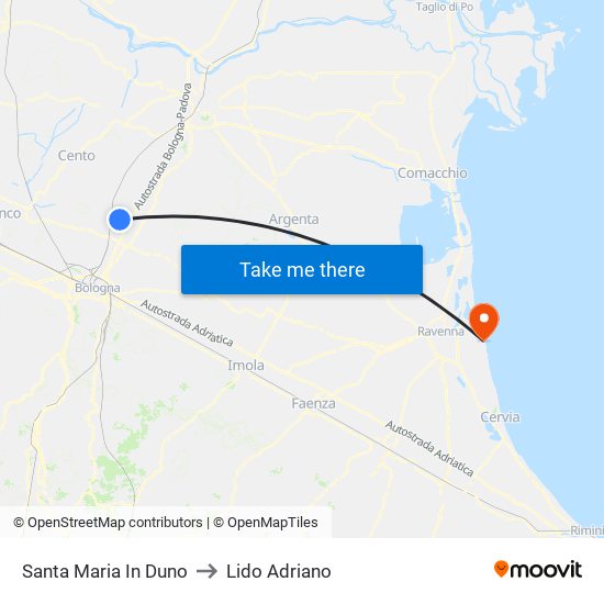 Santa Maria In Duno to Lido Adriano map