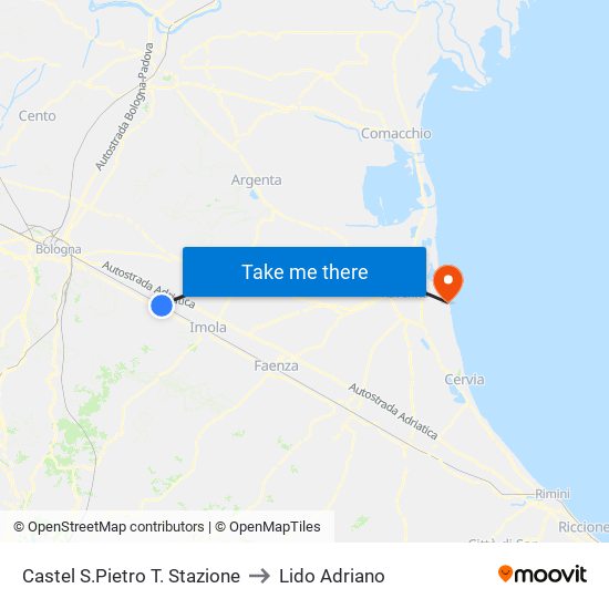 Castel S.Pietro T. Stazione to Lido Adriano map