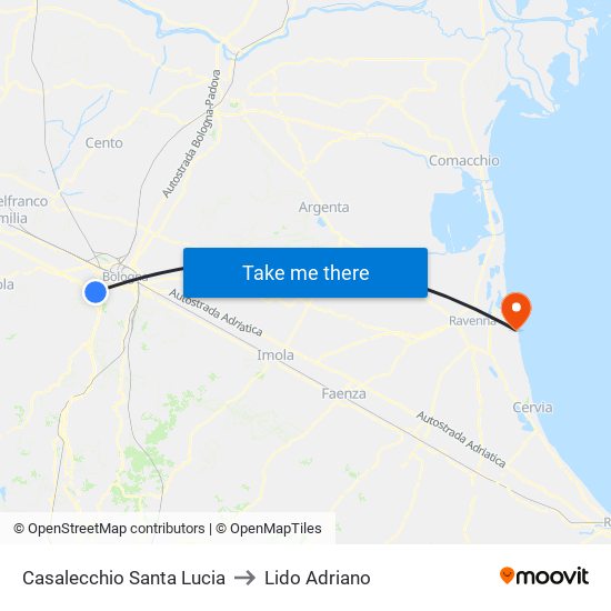 Casalecchio Santa Lucia to Lido Adriano map