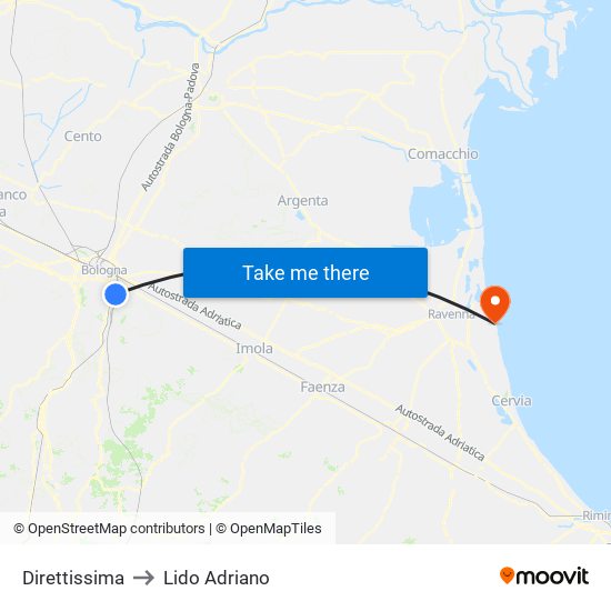 Direttissima to Lido Adriano map