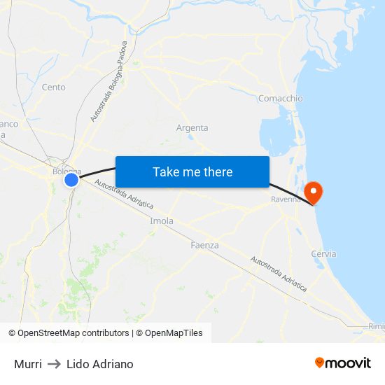 Murri to Lido Adriano map
