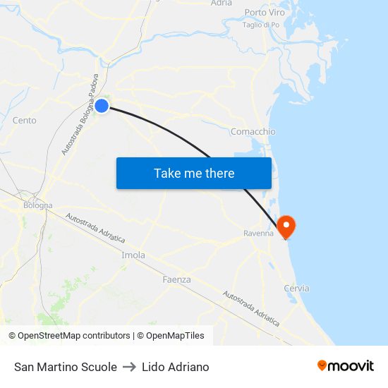 San Martino Scuole to Lido Adriano map