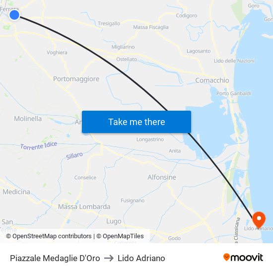 Piazzale Medaglie D'Oro to Lido Adriano map