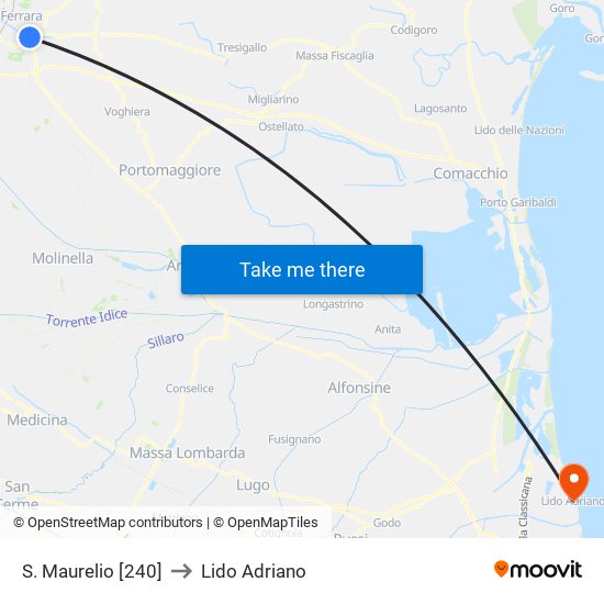 S. Maurelio [240] to Lido Adriano map