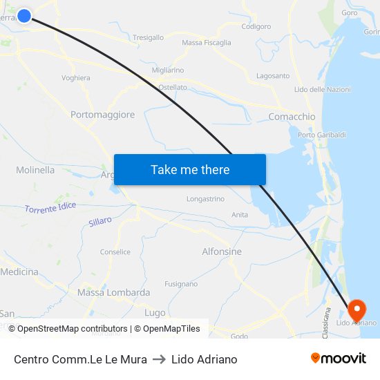 Centro Comm.Le Le Mura to Lido Adriano map