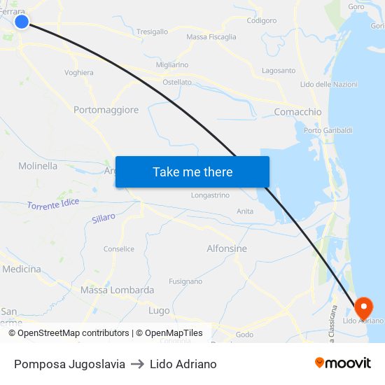 Pomposa Jugoslavia to Lido Adriano map
