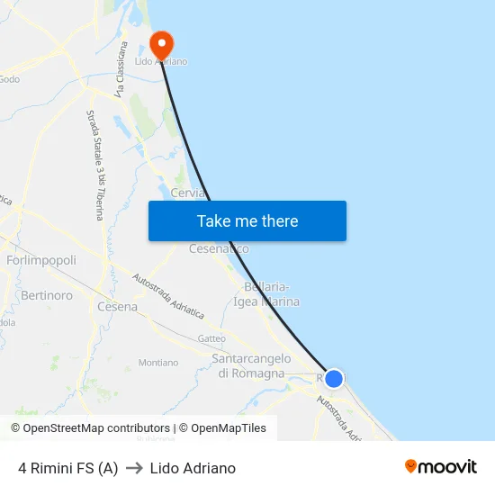 4 Rimini FS (A) to Lido Adriano map