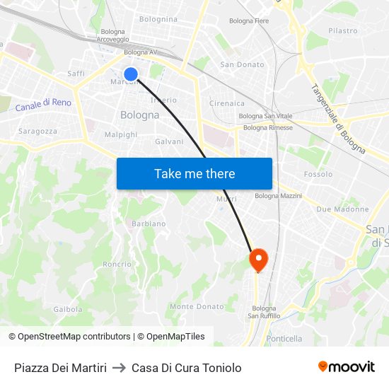 Piazza Dei Martiri to Casa Di Cura Toniolo map