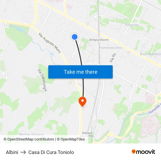 Albini to Casa Di Cura Toniolo map