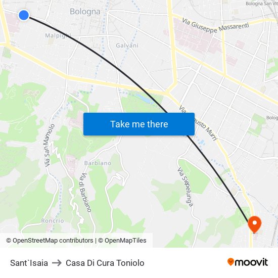 Sant`Isaia to Casa Di Cura Toniolo map
