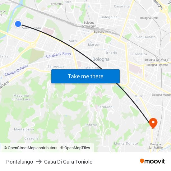 Pontelungo to Casa Di Cura Toniolo map