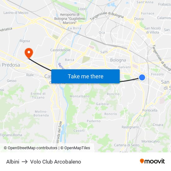 Albini to Volo Club Arcobaleno map