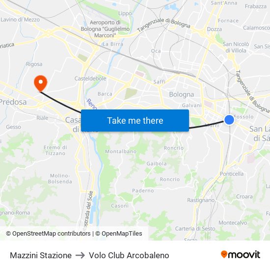 Mazzini Stazione to Volo Club Arcobaleno map