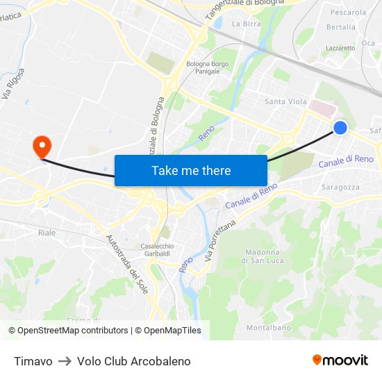 Timavo to Volo Club Arcobaleno map