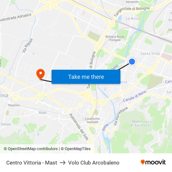 Centro Vittoria - Mast to Volo Club Arcobaleno map