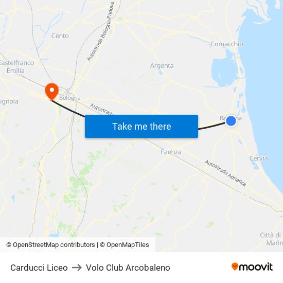 Carducci Liceo to Volo Club Arcobaleno map
