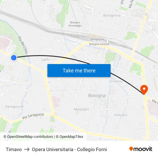 Timavo to Opera Universitaria - Collegio Forni map