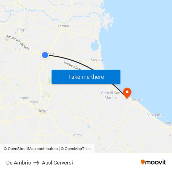 De Ambris to Ausl Cerversi map