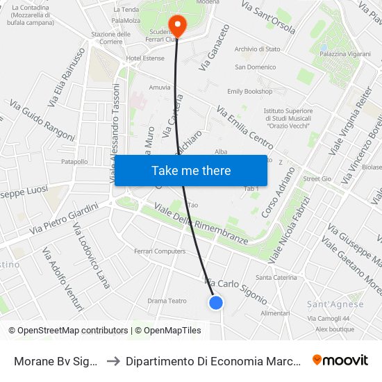 Morane Bv Sigonio to Dipartimento Di Economia Marco Biagi map