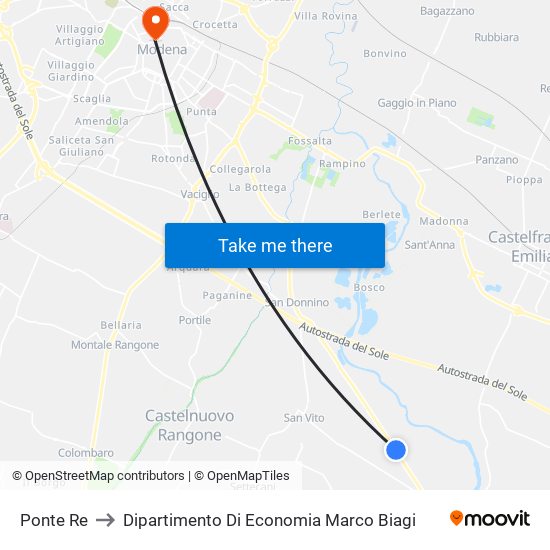 Ponte Re to Dipartimento Di Economia Marco Biagi map