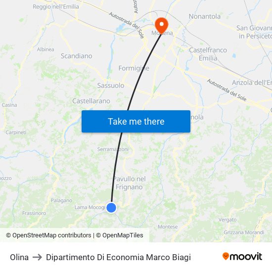 Olina to Dipartimento Di Economia Marco Biagi map