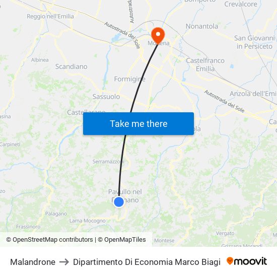 Malandrone to Dipartimento Di Economia Marco Biagi map