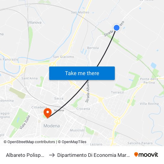 Albareto Polisportiva to Dipartimento Di Economia Marco Biagi map