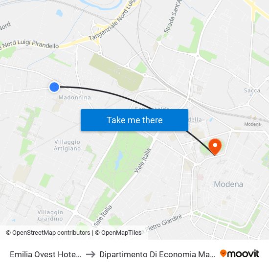 Emilia Ovest Hotel Eden to Dipartimento Di Economia Marco Biagi map