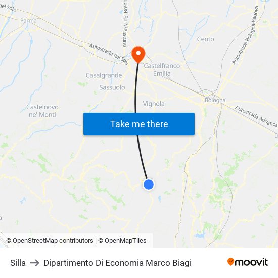 Silla to Dipartimento Di Economia Marco Biagi map
