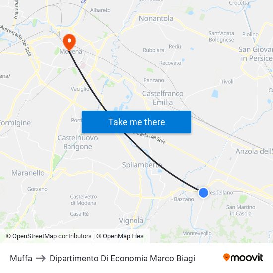 Muffa to Dipartimento Di Economia Marco Biagi map