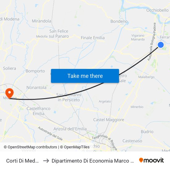 Corti Di Medoro to Dipartimento Di Economia Marco Biagi map