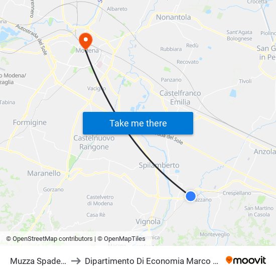 Muzza Spadetta to Dipartimento Di Economia Marco Biagi map