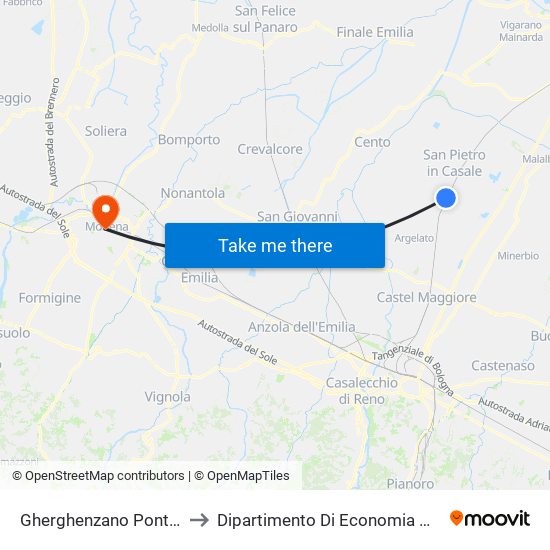 Gherghenzano Ponte Rosso to Dipartimento Di Economia Marco Biagi map