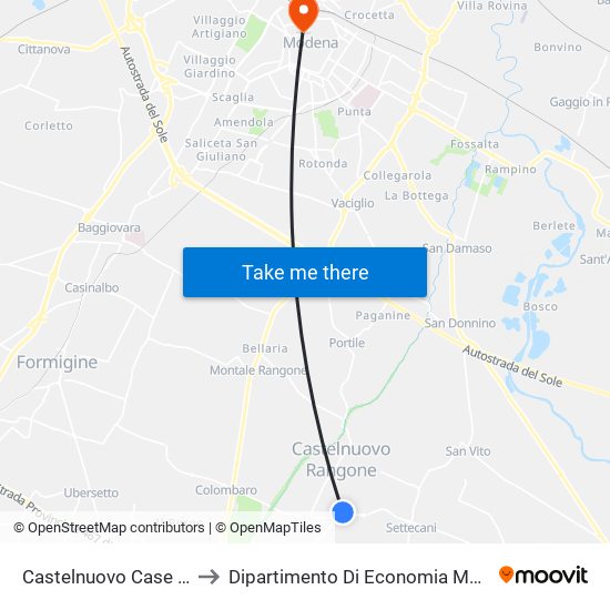 Castelnuovo Case Nuove to Dipartimento Di Economia Marco Biagi map