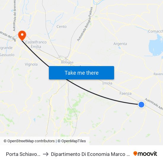 Porta Schiavonia to Dipartimento Di Economia Marco Biagi map