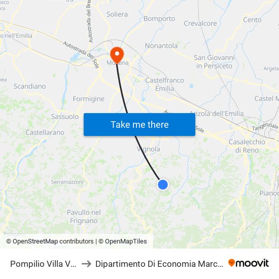 Pompilio Villa Verde to Dipartimento Di Economia Marco Biagi map