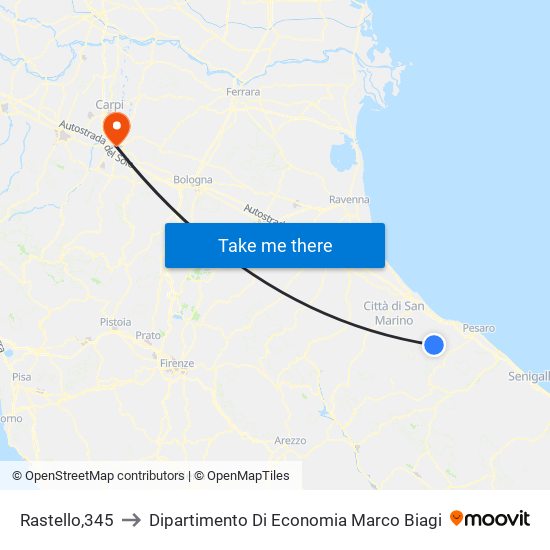Rastello,345 to Dipartimento Di Economia Marco Biagi map