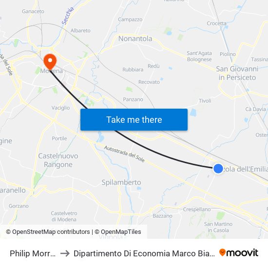 Philip Morris to Dipartimento Di Economia Marco Biagi map