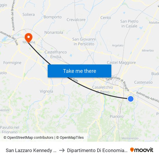 San Lazzaro Kennedy - Scornetta to Dipartimento Di Economia Marco Biagi map
