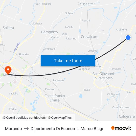 Morando to Dipartimento Di Economia Marco Biagi map