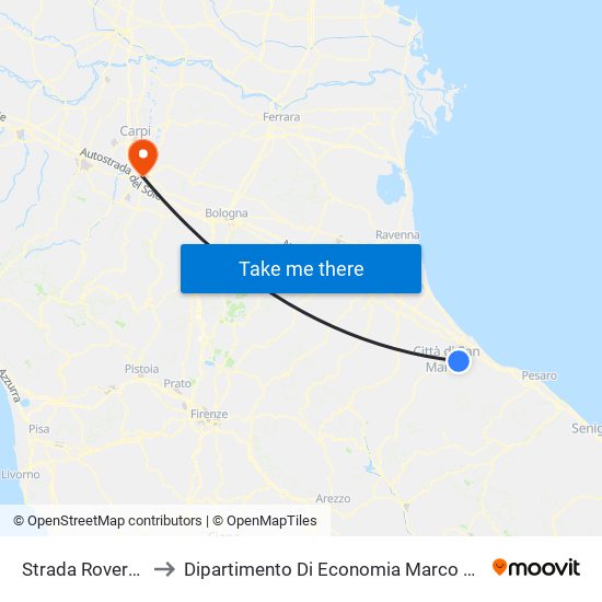 Strada Rovereta to Dipartimento Di Economia Marco Biagi map