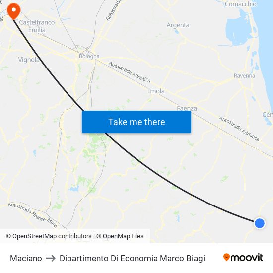 Maciano to Dipartimento Di Economia Marco Biagi map