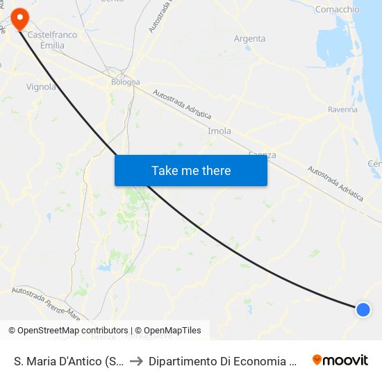 S. Maria D'Antico (S.S. 258) to Dipartimento Di Economia Marco Biagi map