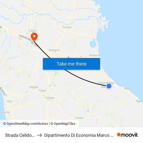 Strada Celidonia to Dipartimento Di Economia Marco Biagi map