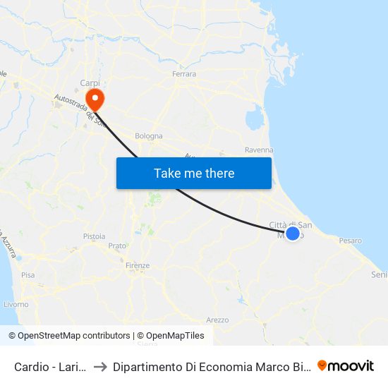 Cardio - Larice to Dipartimento Di Economia Marco Biagi map