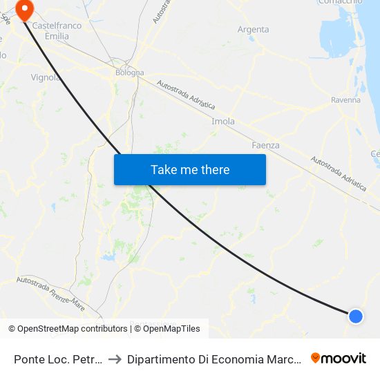 Ponte Loc. Petroso to Dipartimento Di Economia Marco Biagi map