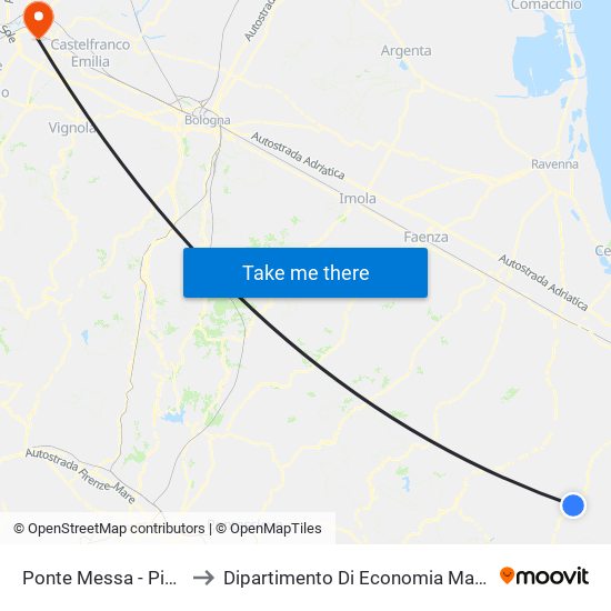 Ponte Messa - Pianacci to Dipartimento Di Economia Marco Biagi map